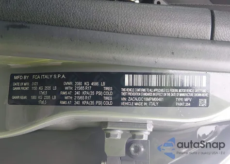 2021 Jeep Renegade Trailhawk 4X4 z USA, uszkodzony, nr VIN ZACNJDC18MPM66481